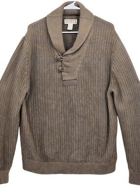 Shawl Collar Toggle Sweater Mens XL Brown Military Knit Duluth Trading